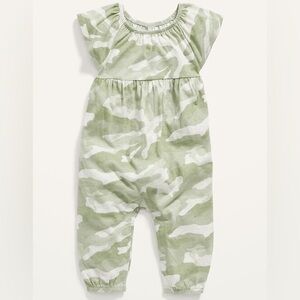 Old Navy Flutter-Sleeve Jumpsuit for Baby green camo